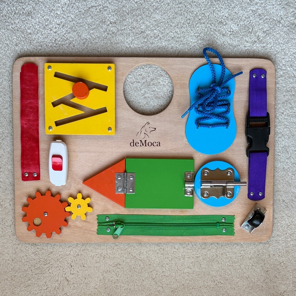 deMoca Wooden Montessori Busy Board Toddler Activity Toy